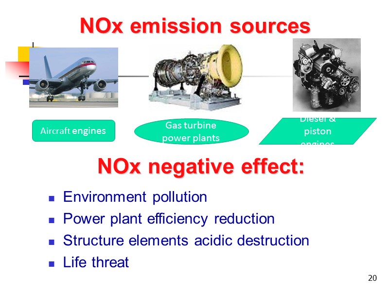 20 NOx emission sources Environment pollution Power plant efficiency reduction Structure elements acidic destruction